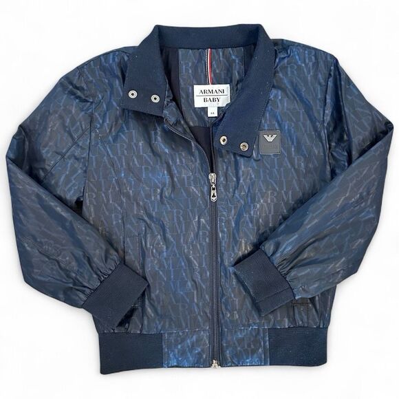 Armani Baby Jacket Logo Designer Water Repellent Size 4T / 4A Toddler Kids AOP - Picture 1 of 7